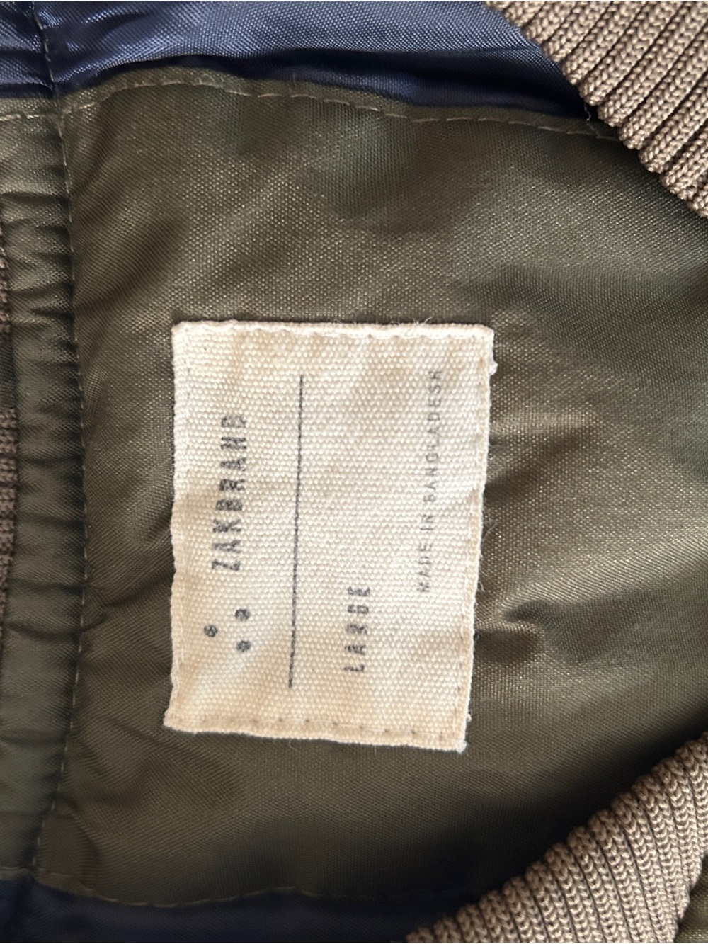 Zakbrand Men's Olive Bomber Jacket - Casual Zip Front - Picture 5 of 7